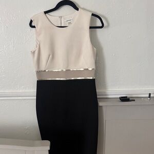 Calvin Klein Black and Cream Midi Dress